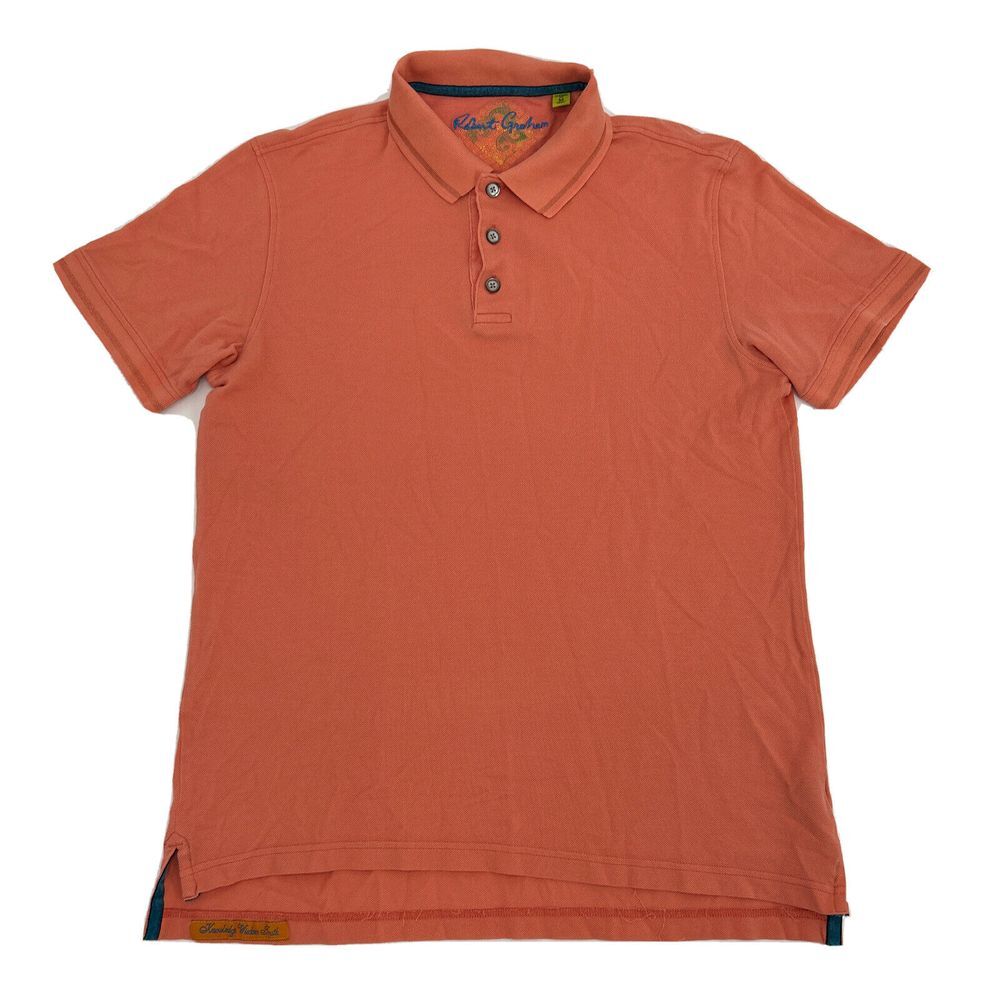 Robert Graham Shirt Mens Medium Coral Classic Fit‎ Short Sleeve Polo